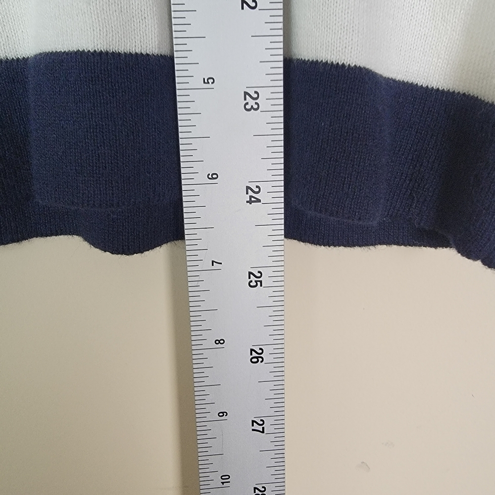 Anne Klein White Navy Striped 3/4 sleeve Top Sz Large - Picture 7 of 10